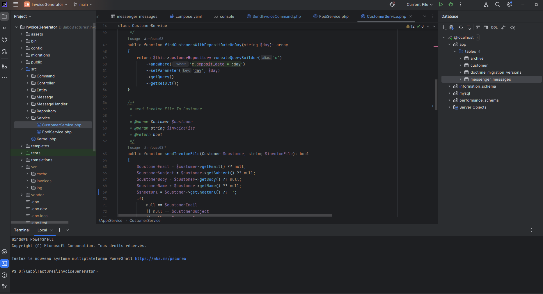 projet générateur de factures